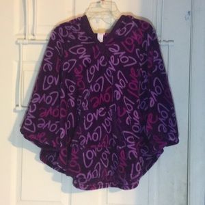 Fuzzy Purple “love” Poncho